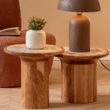 Leitmotiv - Table d'appoint ronde en bois ø40cm - Bois foncé - Tubo - Bois - Style Vintage