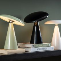 Leitmotiv - Lampe à poser LED sans fil rechargeable - Vert de gris - Phoebe - Bois - Style Contemporain
