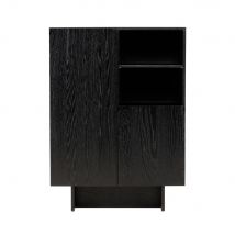 Vind - Buffet haut 2 portes, 2 niches en bois H110cm - Tyreso - Couleur - Noir - Bois