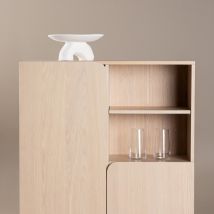 Vind - Buffet haut 2 portes, 2 niches en bois H110cm - Bois clair - Tyreso - Bois - Style Contemporain