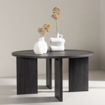 Vind - Table basse ronde en bois ø80cm - Noir - Askeron - Bois - Style Contemporain