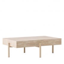 Vind - Table basse effet travertin et métal 80x130cm - Vadholmen - Couleur - Beige - Bois