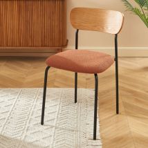 Lot de 2 chaises en tissu bouclette et métal - Terracotta - NALON - Style Contemporain