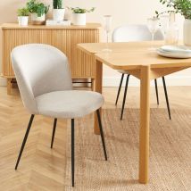 Lot de 2 chaises en tissu et métal - Beige - Sitto - - Style Contemporain