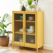 Pantone - Buffet 2 portes en métal PANTONE L75cm - Jaune moutarde - NINO - Métal - Style Industriel