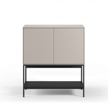 Drawer - Buffet 2 portes en bois et métal H90cm - Elya - Couleur - Beige - Bois - Style Contemporain