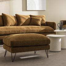 Pouf en tissu pieds épingles noirs - Bronze - VILLABON - - Drawer - Style Contemporain