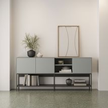 Buffet 3 portes en bois et métal L180cm - Vert amande - NOXA - Bois - Style Contemporain