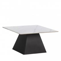 Table basse carrée en céramique et métal 80x80cm - Blanc - MOVA - Céramique - Style Classique