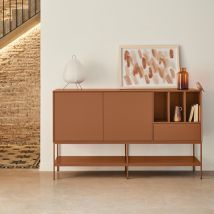 Teulat - Buffet 2 portes en bois et métal L166cm - Marron argile - PLATT - Bois - Style Contemporain