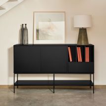 Teulat - Buffet 2 portes en bois et métal L166cm - Noir - PLATT - Bois - Style Contemporain