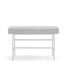 Teulat - Bureau 2 tiroirs en bois et métal L120cm - Gris clair - Sierra - Bois - Style Contemporain