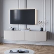 Meuble TV suspendu 4 portes en bois L180cm - Beige - NEXA - Bois - Style Contemporain