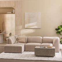 Pouf pour canapé modulable en tissu - Beige - Noor - - Drawer - Style Contemporain