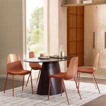 Drawer - Lot de 4 chaises en tissu et métal - Terracotta - CHARLESTON - - Style Contemporain