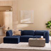 Pouf pour canapé modulable en tissu - Bleu marine - Noor - Drawer - Style Contemporain