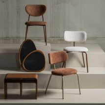 Woood - Lot de 2 chaises en tissu et pieds marron - Beige - TRAVIS - - Style Contemporain