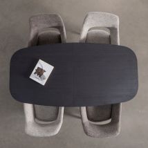 Woood - Table à manger extensible ovale 8 à 10 personnes en bois et métal - Noir - Arros - Bois - Style Contemporain