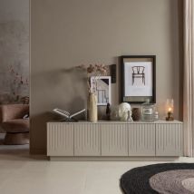 BePureHome - Meuble TV 5 portes en bois L180cm - Gris clair - PENCIL - Bois - Style Contemporain