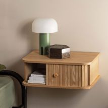 Woood - Table de chevet suspendue 1 porte coulissante en bois - Bois clair - Jena - Bois - Style Contemporain