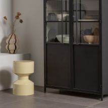 Woood - Table d'appoint ronde en métal ø30 cm - Beige - HIDDE - Métal - Style Contemporain