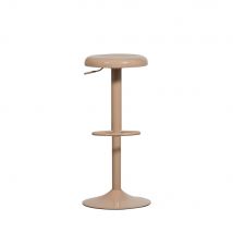 Woood - Tabouret de bar réglable en métal H61-81cm - Beige - ISAAC - Métal - Style Contemporain