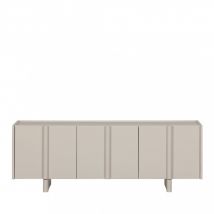 Woood - Meuble TV 3 portes en bois L152cm - Gris clair - BASU - Bois - Style Scandinave