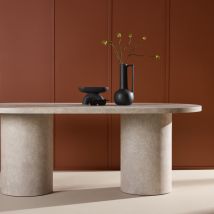 Venture Home - Table à manger 8 personnes ovale effet marbre - Beige - Narvik - Bois - Style Contemporain