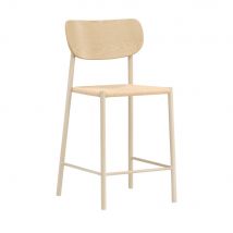 Venture Home - Tabouret de bar en résine tressée et métal H66.5cm - Beige - Polly - Résine tressée - Style Contemporain