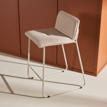 Venture Home - Lot de 2 tabourets de bar en tissu bouclette pieds beiges H65cm - Beige - Bisbee - - Style Contemporain