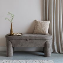 Banc coffre en tissu L113cm - Gris - Orly - - Style Contemporain