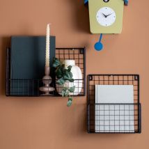 Present time - Porte-revues mural en métal L40cm - Noir - Reja - Métal - Style Contemporain