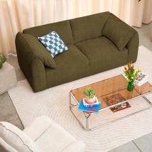 Drawer - Canapé 3 places accoudoirs relevables avec tablette en tissu chenille - Vert - Logan -