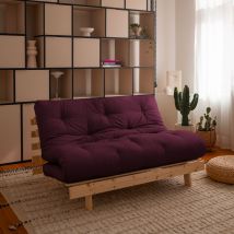 Karup Design - Canapé convertible 140x200cm en bois naturel et tissu - Bordeaux - ROOTS - Style Scandinave