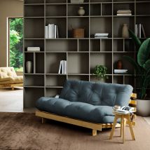 Karup Design - Canapé convertible 160x200cm en bois naturel et tissu - Bleu pétrole - ROOTS - - Style Scandinave