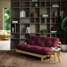 Karup Design - Canapé convertible 160x200cm en bois naturel et tissu - Bordeaux - ROOTS - - Style Scandinave