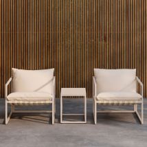 Venture Home - Ensemble de jardin 2 fauteuils 1 table en métal - Beige - Messina - Métal - Style Contemporain