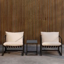 Venture Home - Ensemble de jardin 2 fauteuils 1 table en métal - Noir - Messina - Métal - Style Contemporain