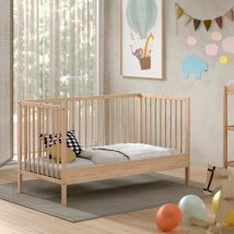 Lit enfant évolutif avec barrières en bois 70x140cm - Bois clair - Coco - Bois - Style Scandinave