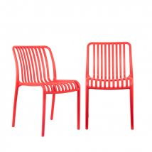 Leitmotiv - Lot de 2 chaises intérieur et extérieur en plastique - Rouge - Glee - Plastique - Style Contemporain