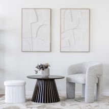 House Nordic - Pouf avec rangement en tissu bouclette - Écru - Medford - - Style Bohème