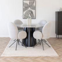 House Nordic - Table à manger 4 personnes ronde effet marbre - Gris et noir - Brito - Marbre - Style Contemporain