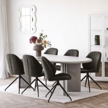 House Nordic - Table à manger 10 personnes ovale en bois - Grège - Nagano - Bois - Style Contemporain