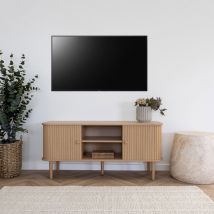 House Nordic - Meuble tv 2 portes coulissantes en bois L113cm - Bois clair - Nikko - Bois - Style Scandinave