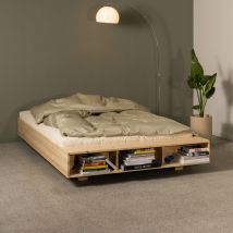 Karup Design - Lit avec rangement en bois 140x200cm - Bois clair - Merge - Bois - Style Contemporain