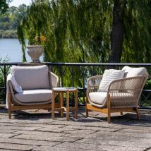 House Nordic - Ensemble de jardin 2 fauteuils 1 table en bois - Beige - Terracina - Bois - Style Scandinave