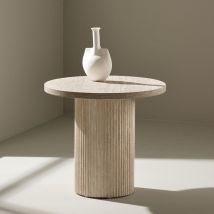 Venture Home - Table d'appoint ronde effet travertin ø50cm - Beige - Haron - Bois - Style Classique