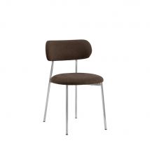 Lot de 2 chaises en tissu pieds chrome - Marron - Elli - - Drawer - Style Contemporain