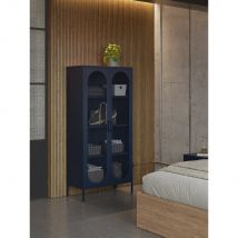Vaisselier 2 portes en métal H170cm - Bleu nuit - Zio - Métal - Style Industriel