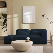 Pouf pour canapé modulable en tissu bouclette - Bleu marine - NOOR - - Drawer - Style Scandinave